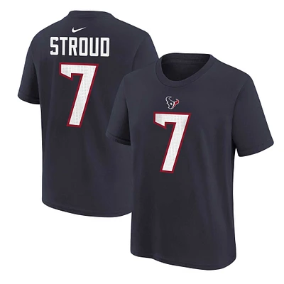 T-shirt avec nom et numéro de joueur des Houston Texans Nike C.J. Stroud pour enfants d'âge préscolaire, bleu marine