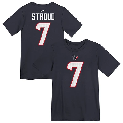 T-shirt Nike préscolaire C.J. Stroud bleu marine avec nom et numéro du joueur des Houston Texans