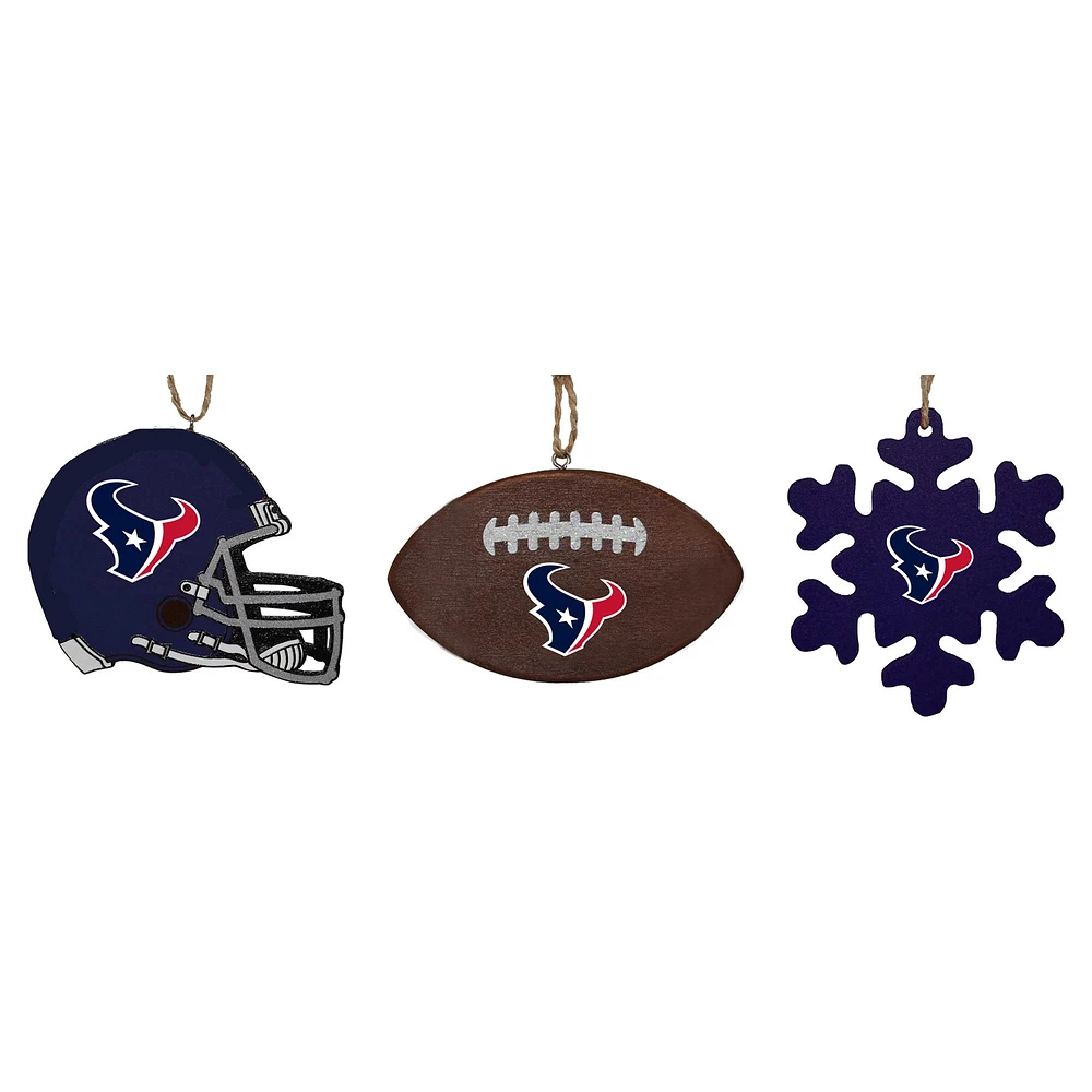 The Memory Company Houston Texans Lot de trois décorations pour casque, ballon de football et flocon de neige