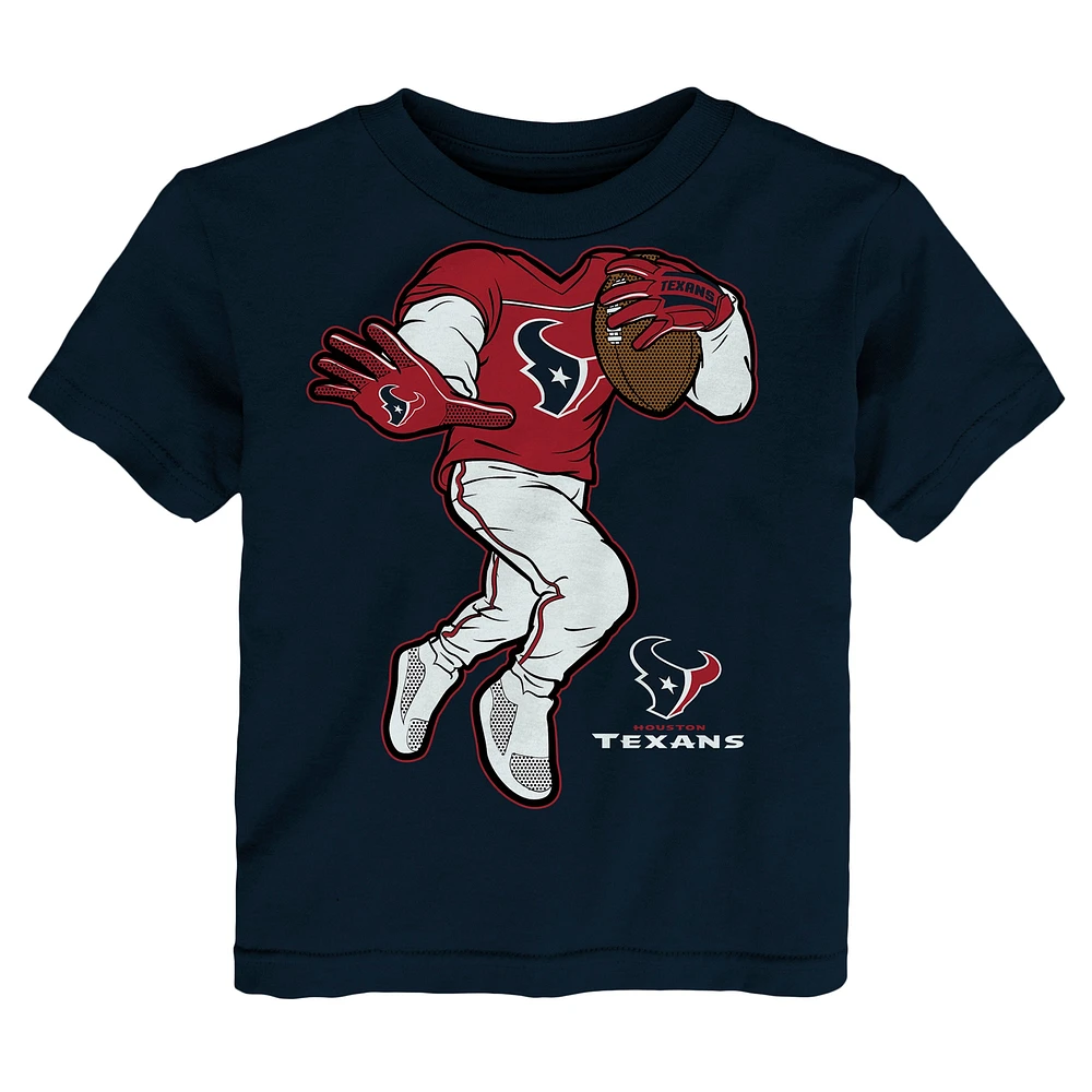 T-shirt bleu marine pour enfant avec bras raides des Houston Texans