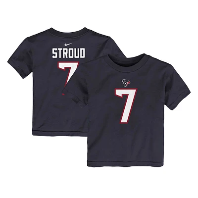 T-shirt Nike C.J. Stroud bleu marine avec nom et numéro du joueur des Houston Texans pour tout-petit