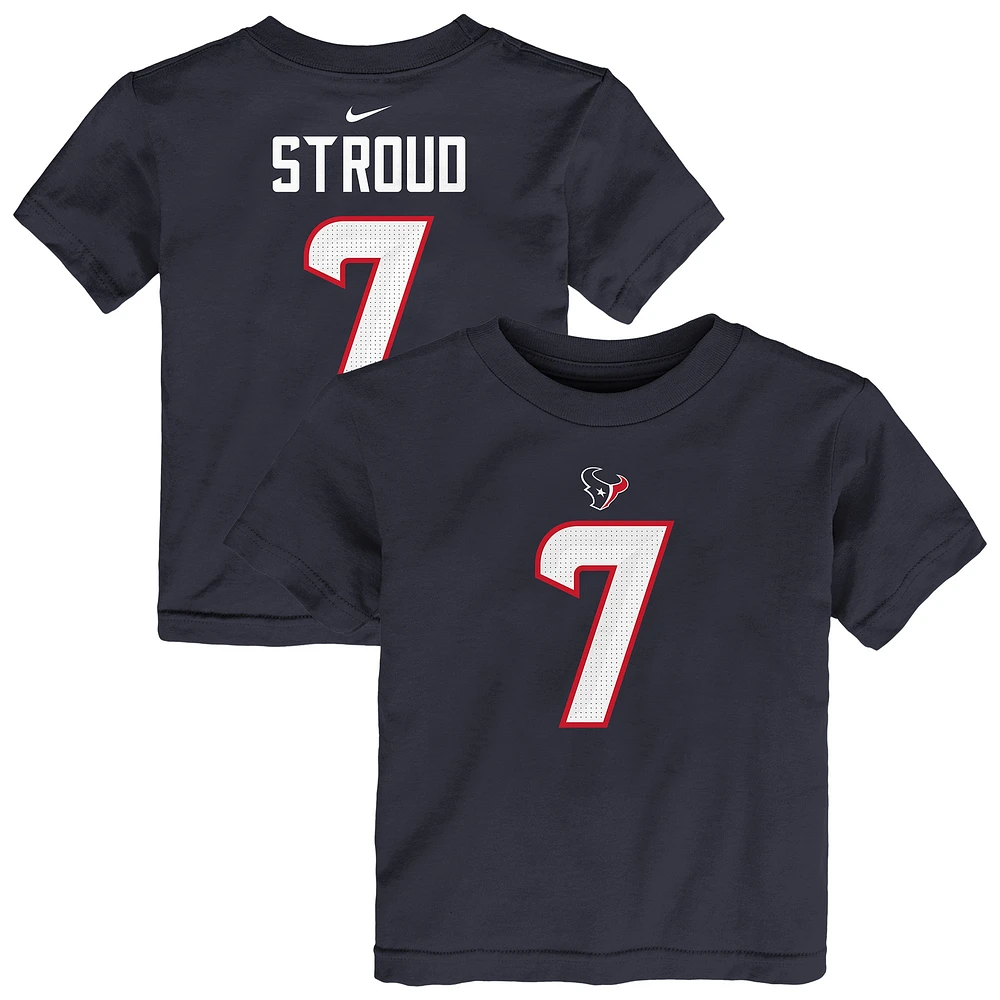 T-shirt Nike C.J. Stroud bleu marine avec nom et numéro du joueur des Houston Texans pour tout-petit