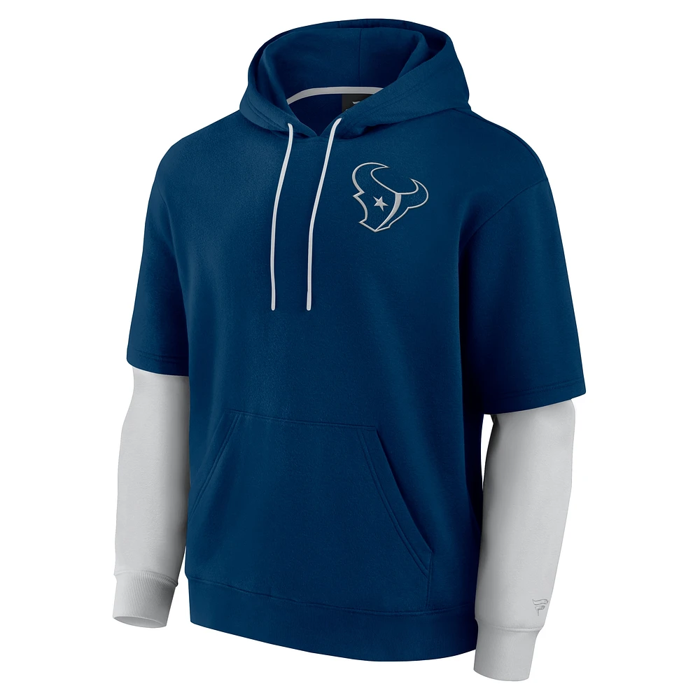 Unisex Fanatics  Navy Houston Texans Sleek Elements Pullover Hoodie