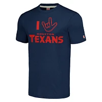 Hommage unisexe bleu marine Houston Texans La collection NFL ASL par Love Sign T-shirt à trois mélanges