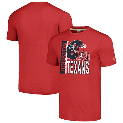 T-shirt triple mélange à rayures avec casque des Houston Texans, hommage unisexe, rouge