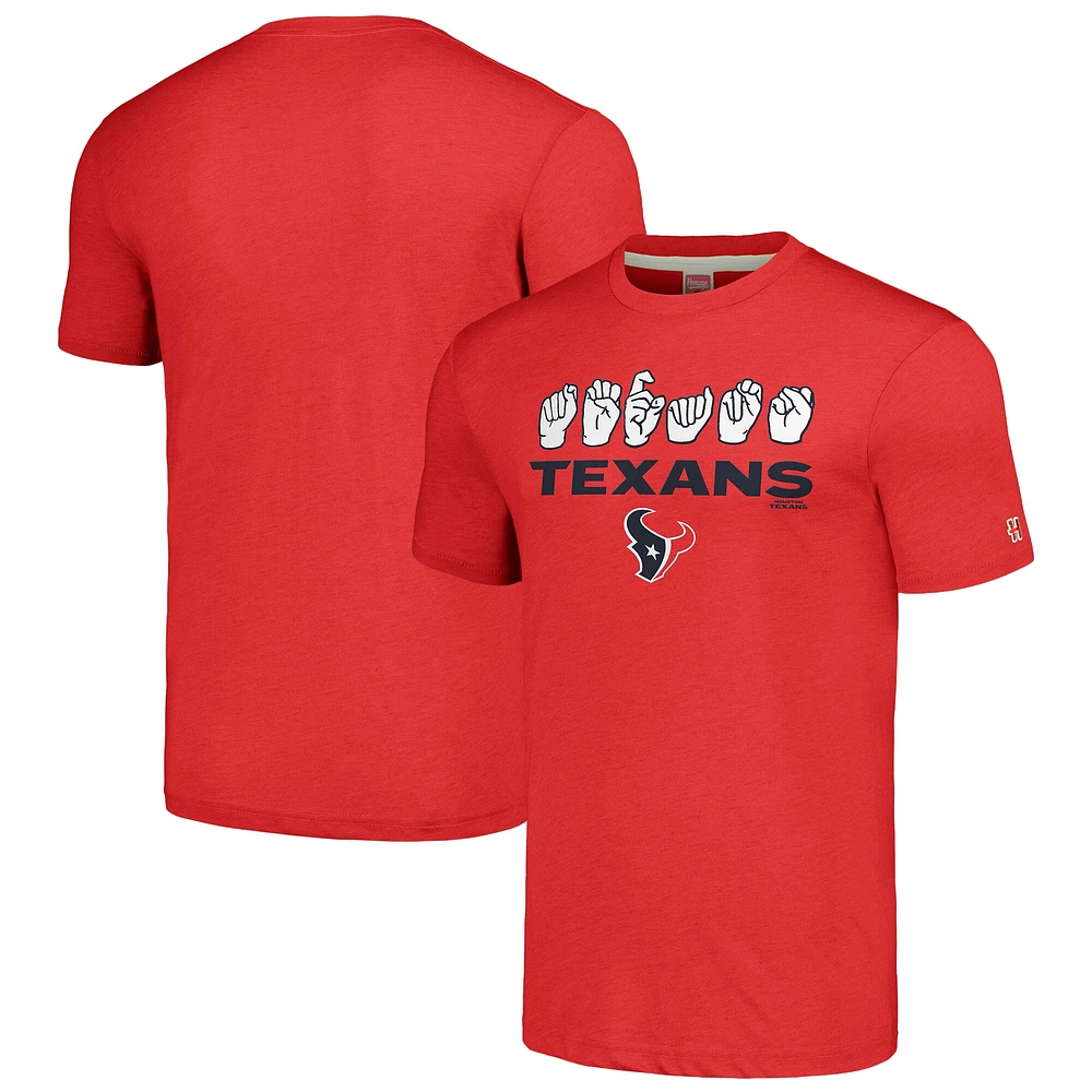 T-shirt unisexe rouge hommage aux Houston Texans en langue des signes américaine