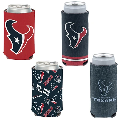 WinCraft Houston Texans 4-Pack 12oz. Can & Slim Can Cooler Set