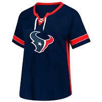 Women's Fanatics C.J. Stroud Navy Houston Texans Plus Name & Number Lace-Up T-Shirt