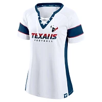 Women's Fanatics  White Houston Texans Block Party Athena Lace-Up Top