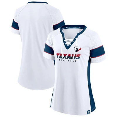 Women's Fanatics  White Houston Texans Block Party Athena Lace-Up Top