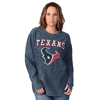 Women's G-III 4Her by Carl Banks  Navy Houston Texans Comfy Cord Distressed Pullover Sweatshirt
