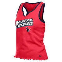 Débardeur tri-mélange rouge à ourlet ondulé et col cranté pour femme des Houston Texans de New Era