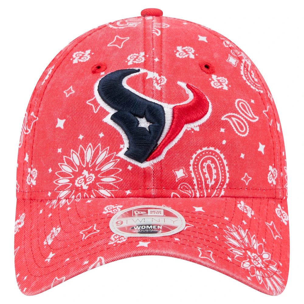 Casquette ajustable 9TWENTY rouge Houston Texans Paisley de New Era pour femme