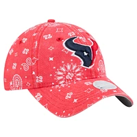 Casquette ajustable 9TWENTY rouge Houston Texans Paisley de New Era pour femme