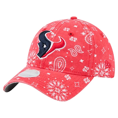 Casquette ajustable 9TWENTY rouge Houston Texans Paisley de New Era pour femme