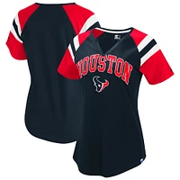 Women's Starter  Navy Houston Texans Game On Notch Neck Raglan T-Shirt