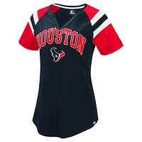 Women's Starter  Navy Houston Texans Game On Notch Neck Raglan T-Shirt