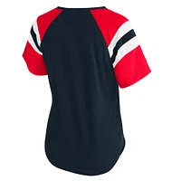 Women's Starter  Navy Houston Texans Game On Notch Neck Raglan T-Shirt