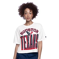 T-shirt court et boxy blanc pour femme des Houston Texans, motif Starter Play the Ball