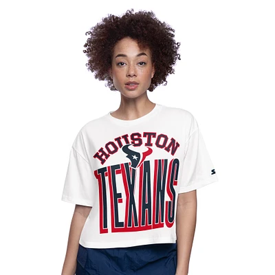 T-shirt court et boxy blanc pour femme des Houston Texans, motif Starter Play the Ball