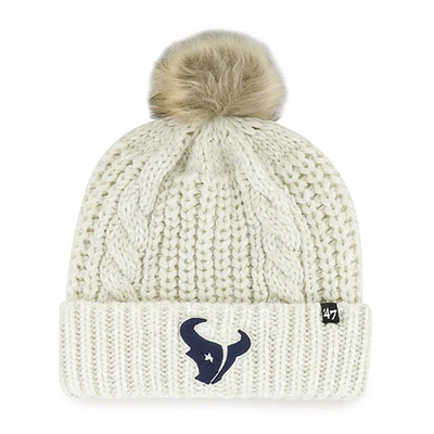 Bonnet tricoté à revers Meeko '47 Cream Houston Texans pour femme avec pompon