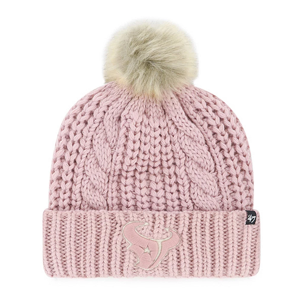 Bonnet tricoté à revers et pompon Dusty Rose Houston Texans Meeko pour femme '47