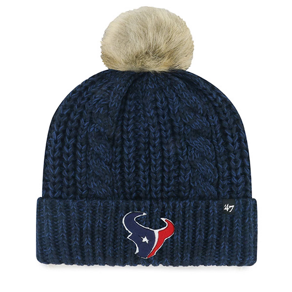 Bonnet tricoté à revers Meeko pour femme '47 Navy Houston Texans avec pompon