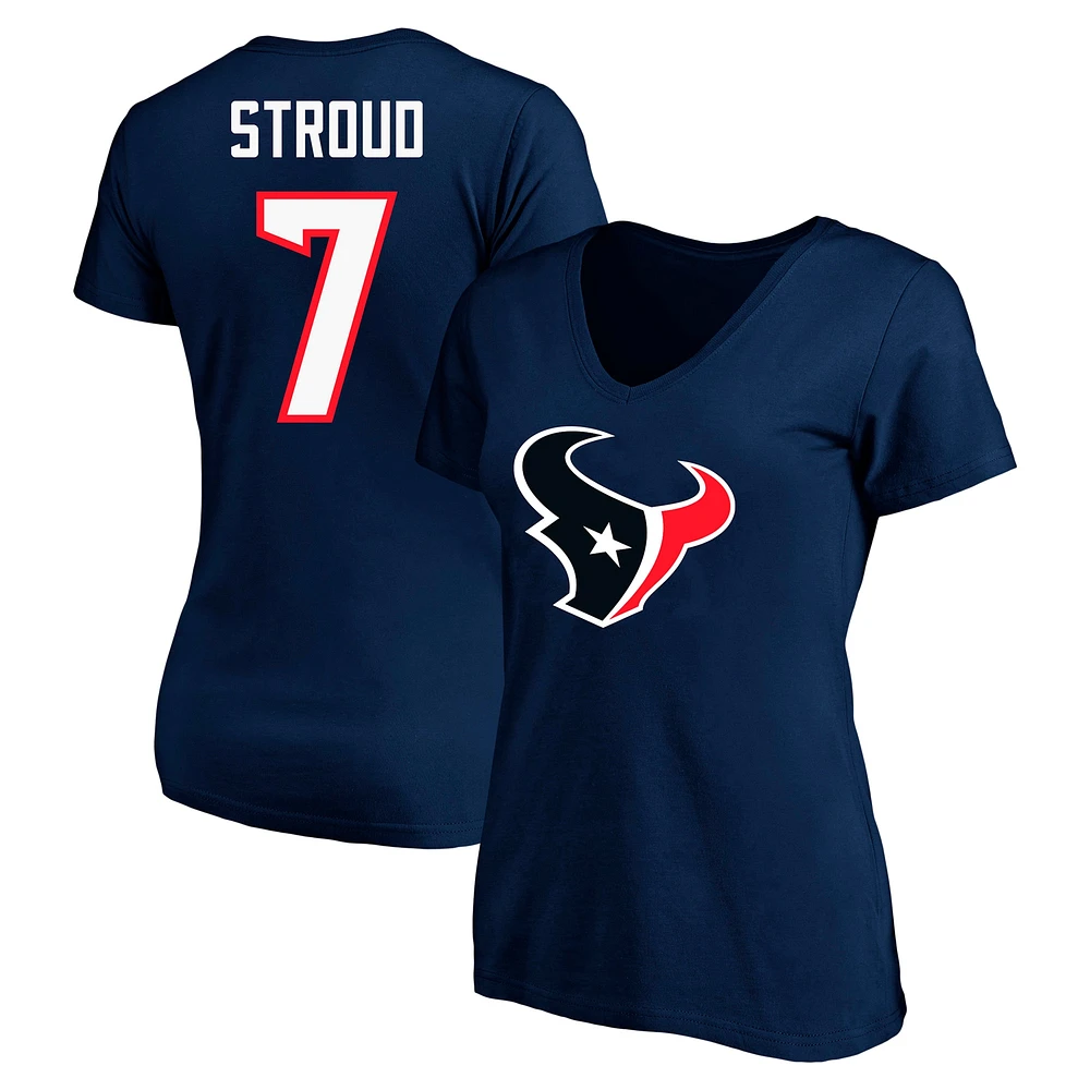 T-shirt à col rond pour femme C.J. Stroud Navy Houston Texans grande taille Fair Catch Name & Number