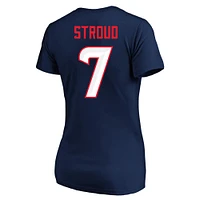 T-shirt à col rond pour femme C.J. Stroud Navy Houston Texans grande taille Fair Catch Name & Number