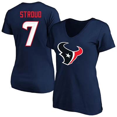 T-shirt à col rond pour femme C.J. Stroud Navy Houston Texans grande taille Fair Catch Name & Number