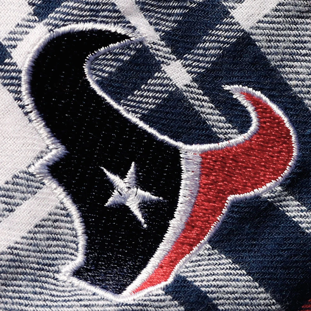 Chemise de nuit boutonnée à manches longues en flanelle Houston Texans Accolade Concepts Sport pour femme, bleu marine/rouge