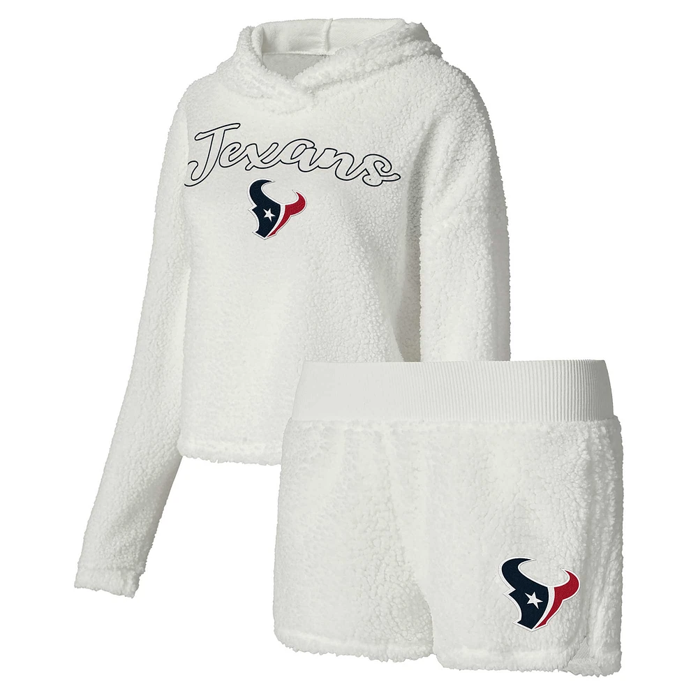 Concepts Sport Blanc Houston Texans Fluffy Pullover Sweatshirt & Shorts Sleep Set