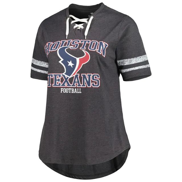 Lids Houston Texans Fanatics Branded Women's Plus Lace-Up V-Neck T-Shirt -  Heather Charcoal