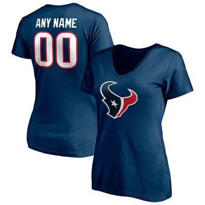 Women's Fanatics Branded Navy Houston Texans Team Authentic Personalized  Name & Number Long Sleeve V-Neck T-Shirt