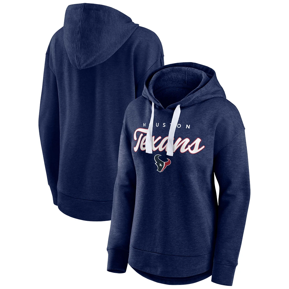 Women's Fanatics Heather Navy Houston Texans Set To Fly Pullover Hoodie