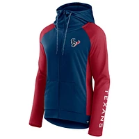 Women's Fanatics Navy/Red Houston Texans End Around Lightweight Raglan Full-Zip Hoodie Jacket