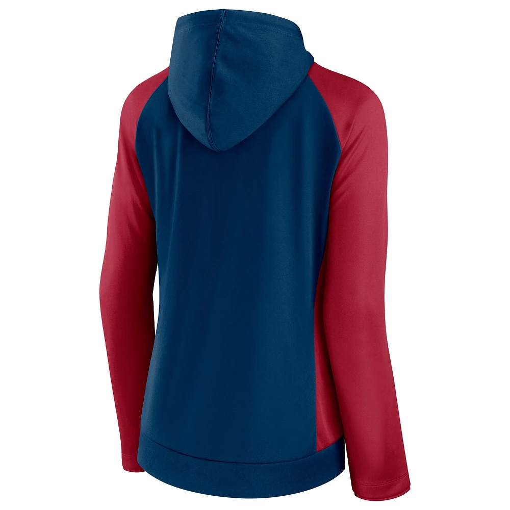 Women's Fanatics Navy/Red Houston Texans End Around Lightweight Raglan Full-Zip Hoodie Jacket