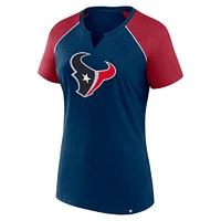 Women's Fanatics Navy/Red Houston Texans Glittered Primary Raglan T-Shirt