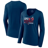 Women's Fanatics Navy Houston Texans 2023 AFC South Division Champions Conquer Long Sleeve V-Neck T-Shirt