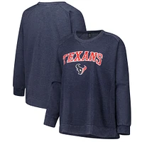 Women's Fanatics  Navy Houston Texans Acid Wash Raglan Pullover Sweatshirt