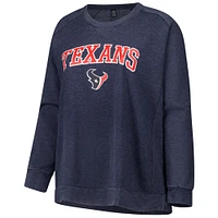 Women's Fanatics  Navy Houston Texans Acid Wash Raglan Pullover Sweatshirt