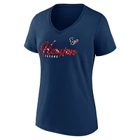 T-shirt à col en V Fanatics pour femmes, bleu marine, Houston Texans Shine Time