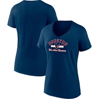 T-shirt à col en V avec slogan Houston Texans Fanatics pour femmes bleu marine