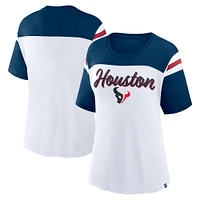 Women's Fanatics White/Navy Houston Texans Cheer Chant Fashion Crop Top