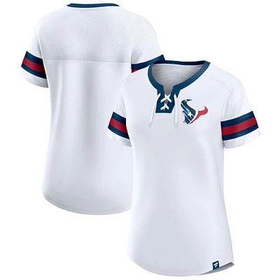 T-shirt à lacets blanc pour femme Fanatics Houston Texans Sunday Best