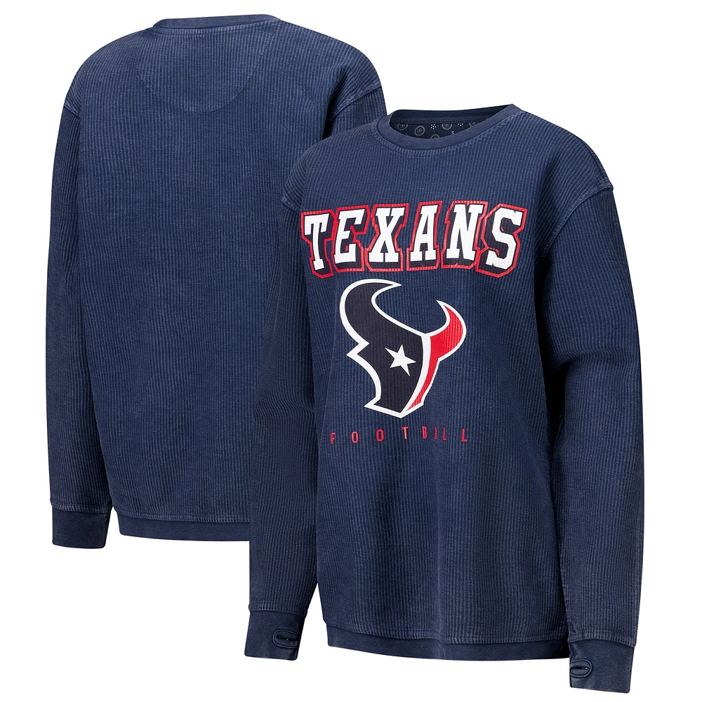 Women's G-III 4Her by Carl Banks Navy Houston Texans Comfy Cord Pullover Sweatshirt