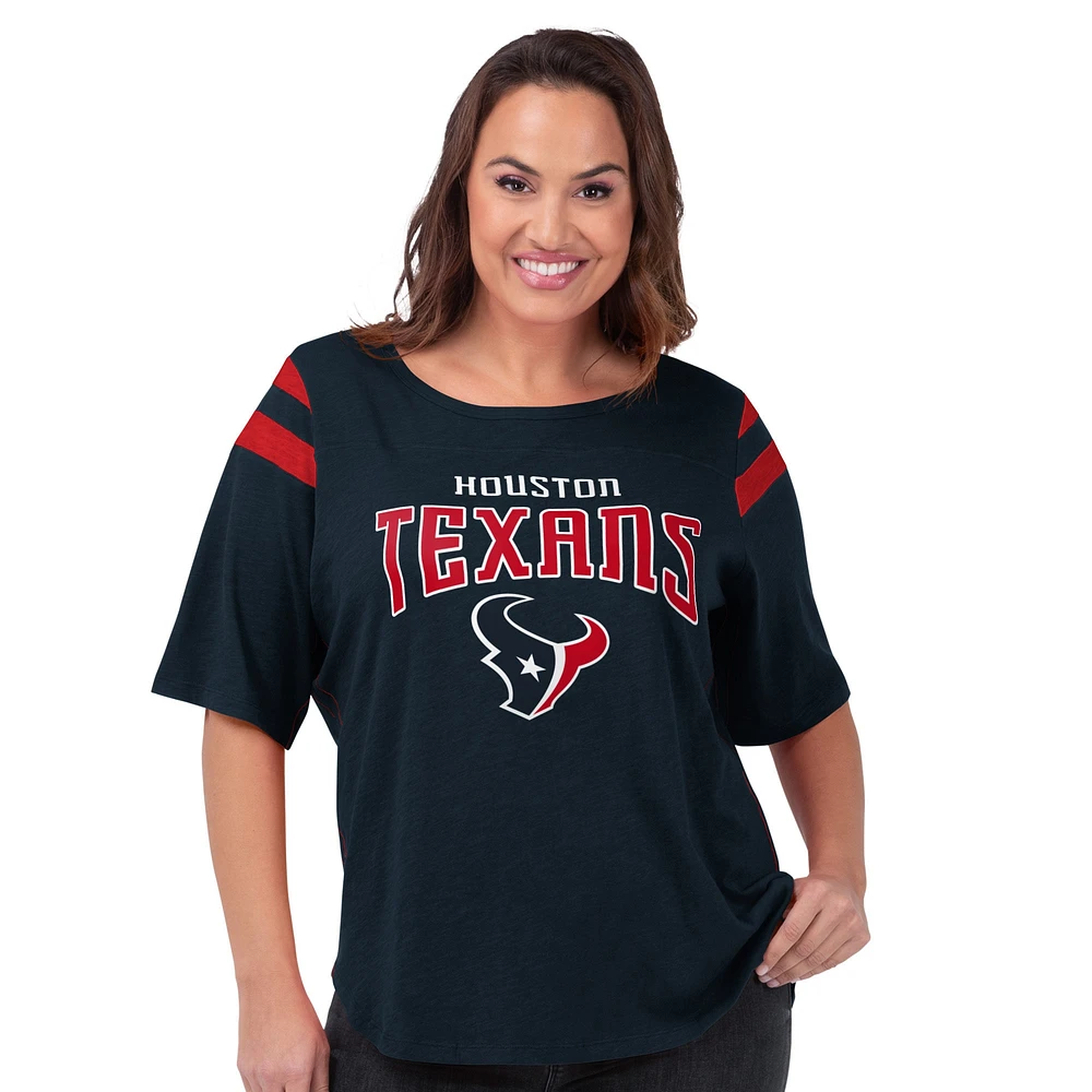 T-shirt de secondeur grande taille G-III 4Her by Carl Banks pour femme, bleu marine, des Houston Texans