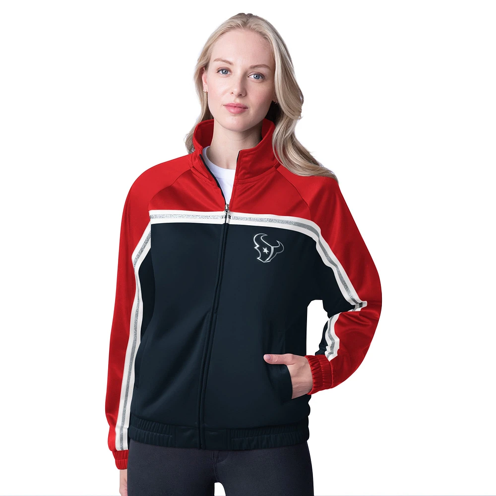 Veste de survêtement d'après-match entièrement zippée G-III 4Her by Carl Banks pour femme, bleu marine, des Houston Texans