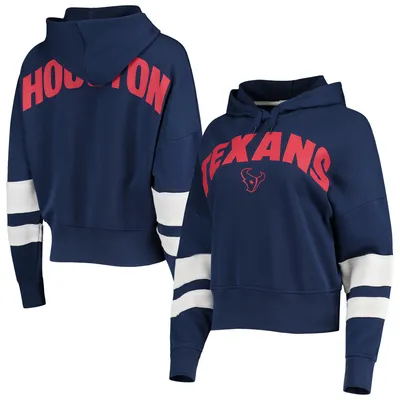 Houston Texans Junk Food Women's Sideline Stripe Pullover Hoodie -  Navy/White