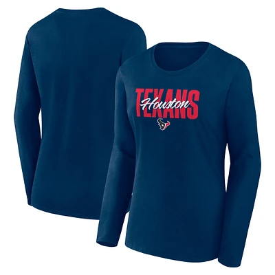 Women's Navy Houston Texans Grip Long Sleeve T-Shirt